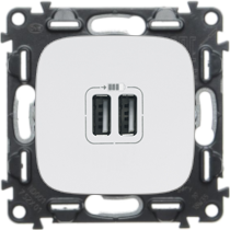  артикул 754995 название Розетка USB 2-ая (для подзарядки) , цвет Белый, Valena Allure